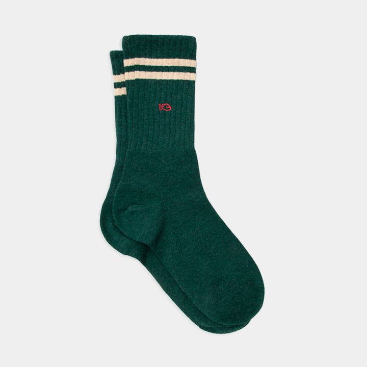 Retro gekamde katoenen sokken - Eendengroen, beige gestreept voor wholesale door BILLYBELT