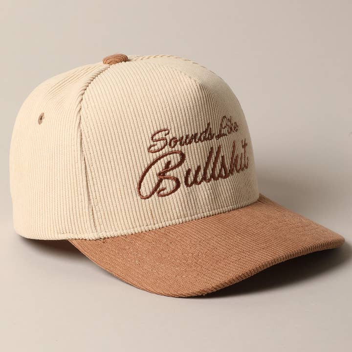 Fashion City - Wholesale Trucker Hat - Unisex - Sounds like Bullshit Corduroy Trucker Baseball Cap