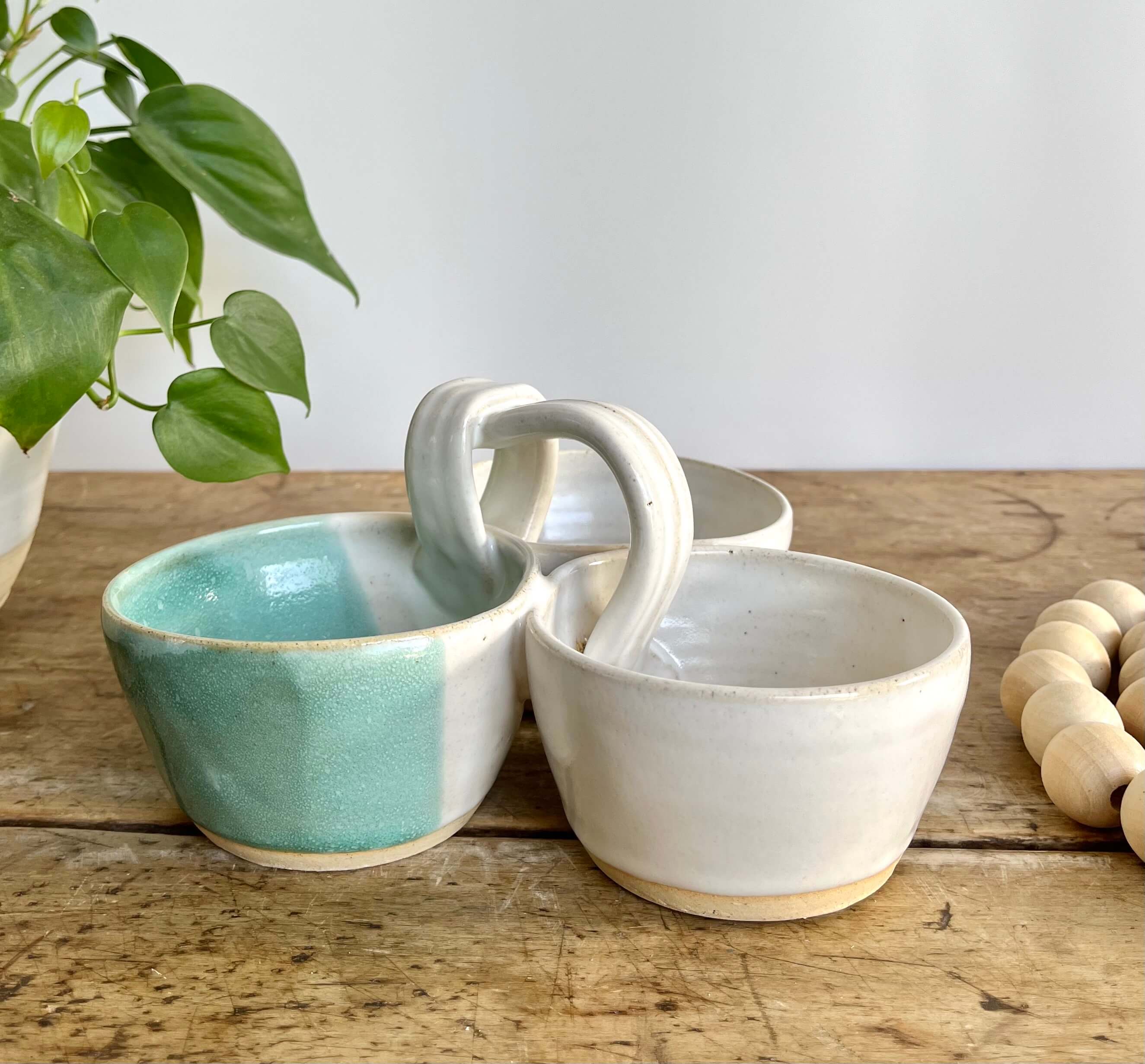 Coastal Clay Co. - Wholesale Platter - Triple Dip Platter Summer Party Platter Ceramic Dip Tray9