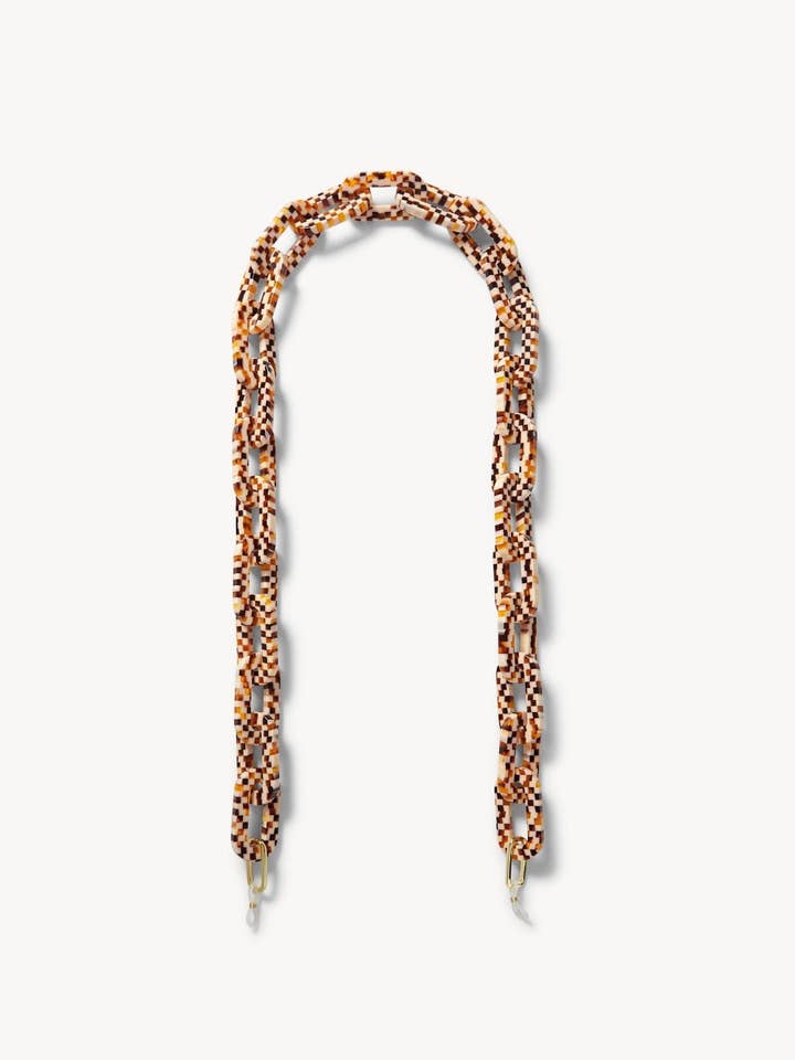 Chunky Sunglass Chain in Tortoise Checker for wholesale by MACHETE
