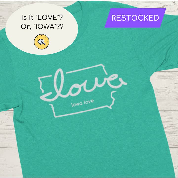 "Iowa love" T-Shirt for wholesale by Wear.Love State T-Shirts