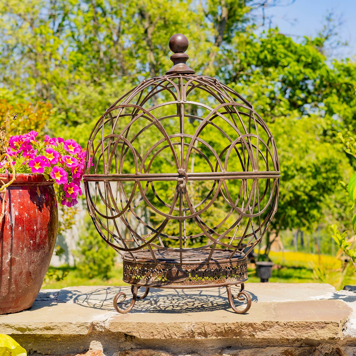 Zaer Ltd. International - Wholesale Plant Pot Stand - Iron Globe Plant Stands- 2 Sizes- 3 Color Options6