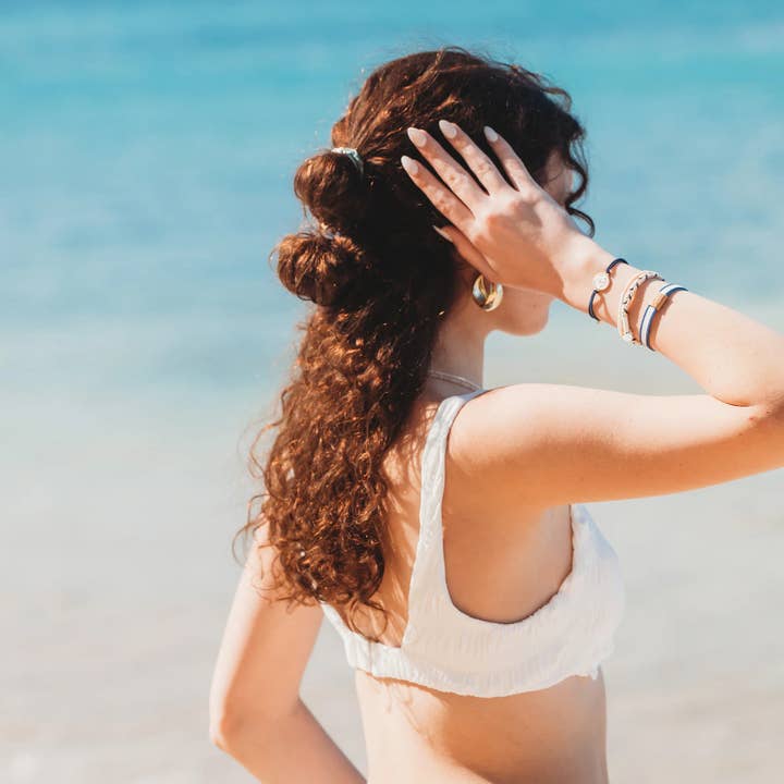 K'lani hair tie bracelets - Wholesale Jewelry Set - "Anchor" White & Gold Nautical Charm Hair Tie Bracelets1