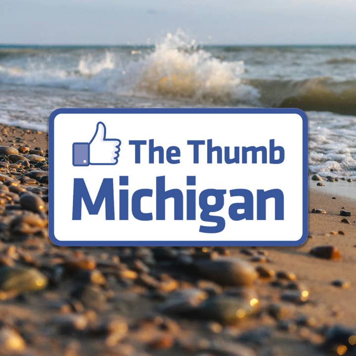 The Thumb Michigan Sticker - Up North, Great Lakes, Camping for wholesale by Designs by Rebecca Goldberg