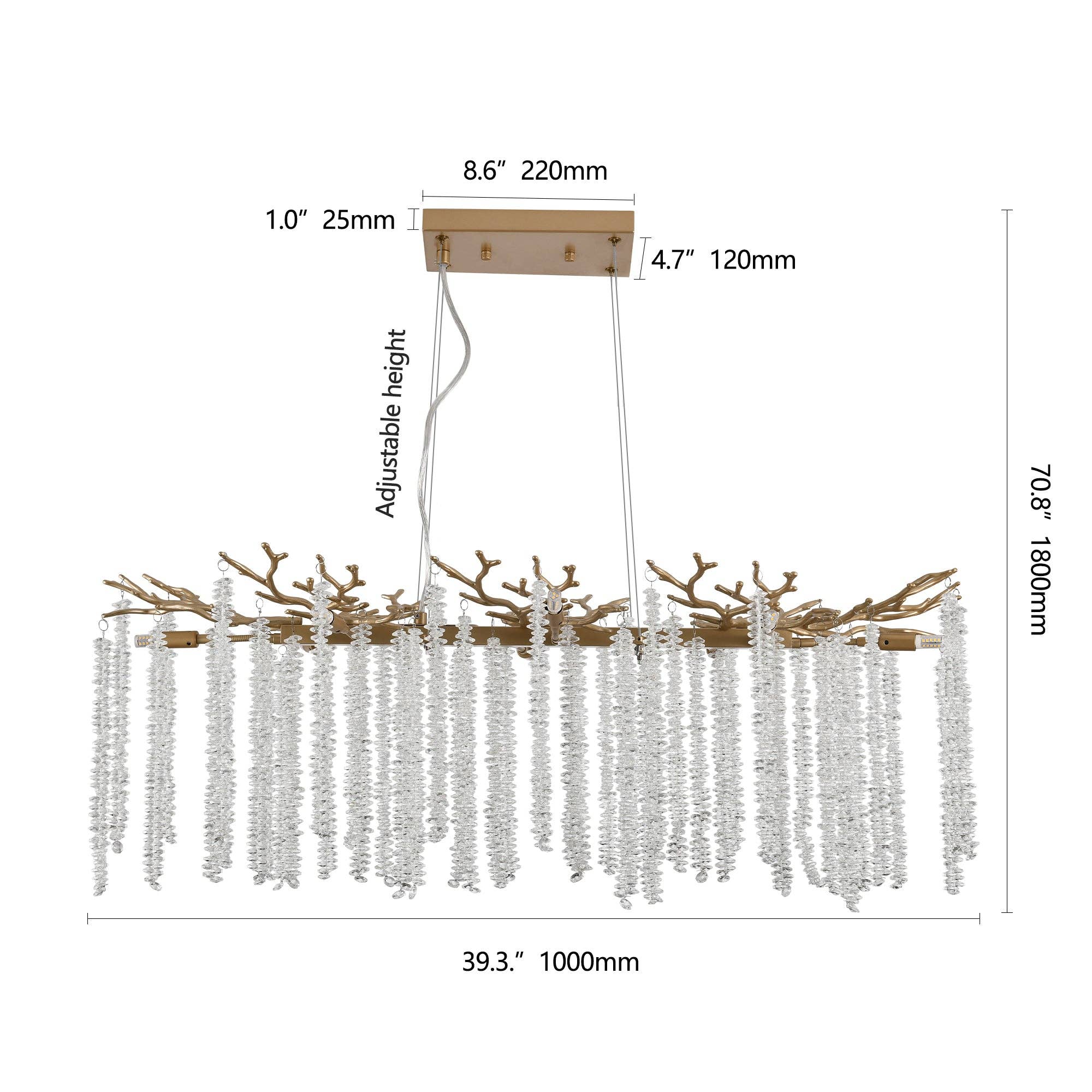 39F Inc. - Wholesale Chandelier/Hanging Light - 39"Modern Golden Pendant Light ＆ Cascading Crystal Strands4