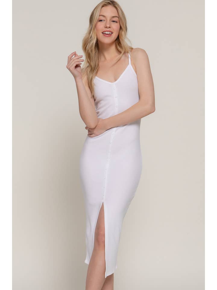 Active Basic | Active USA - Wholesale Jurk - Dames - Cami midi-jurk met knoopsluiting en rib32