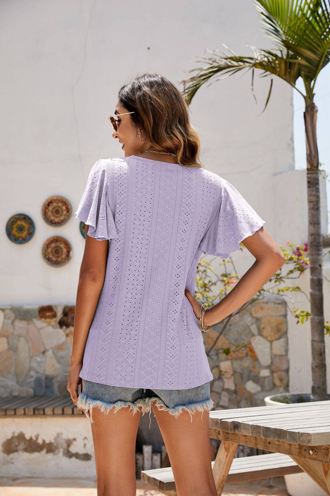 ePretty - Vendita all'ingrosso Top in maglia - Donna - Top in maglia con maniche svolazzanti a pointelle G5-TP991515