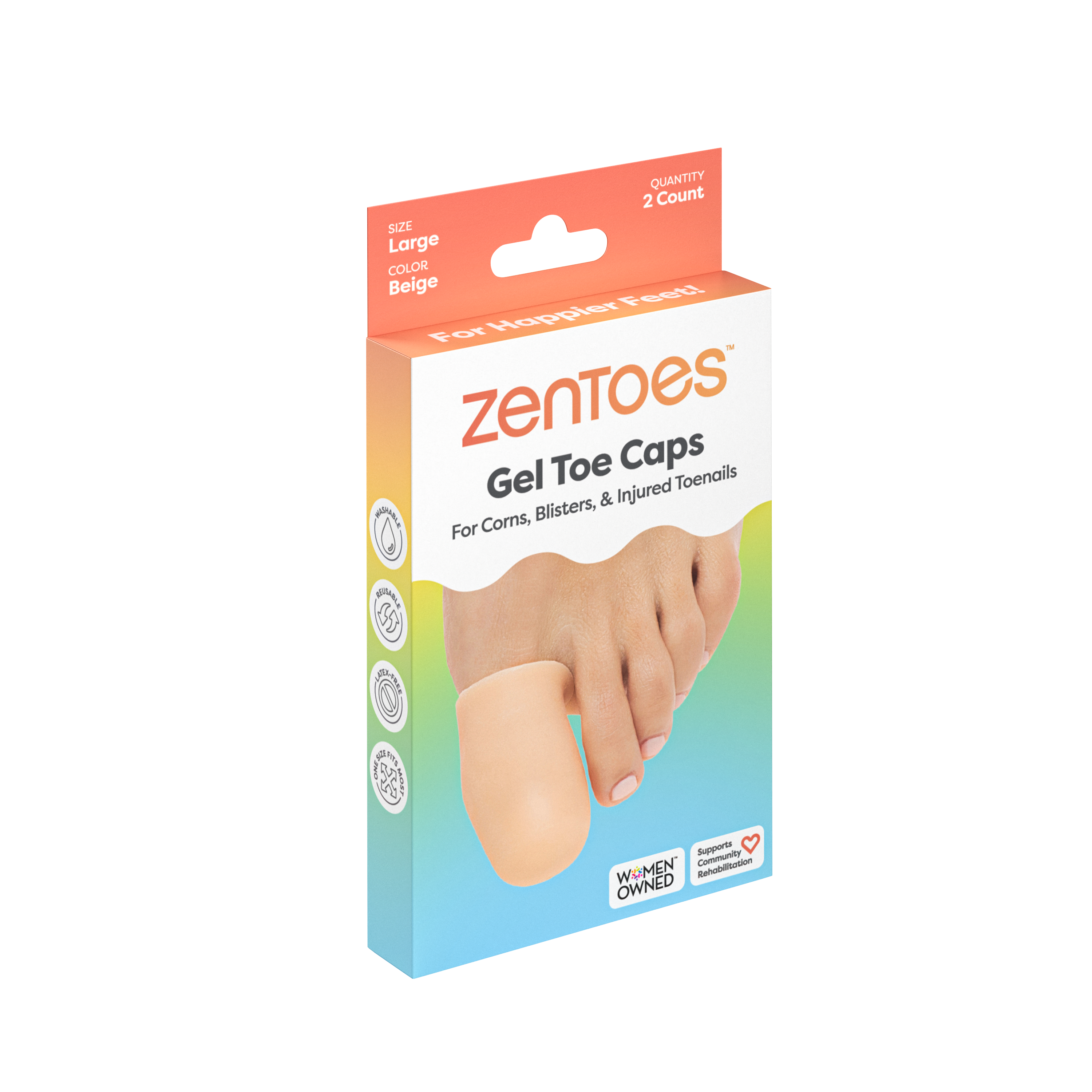 Gel Toe Protector Caps, Beige - 2 Pack for wholesale on Faire1