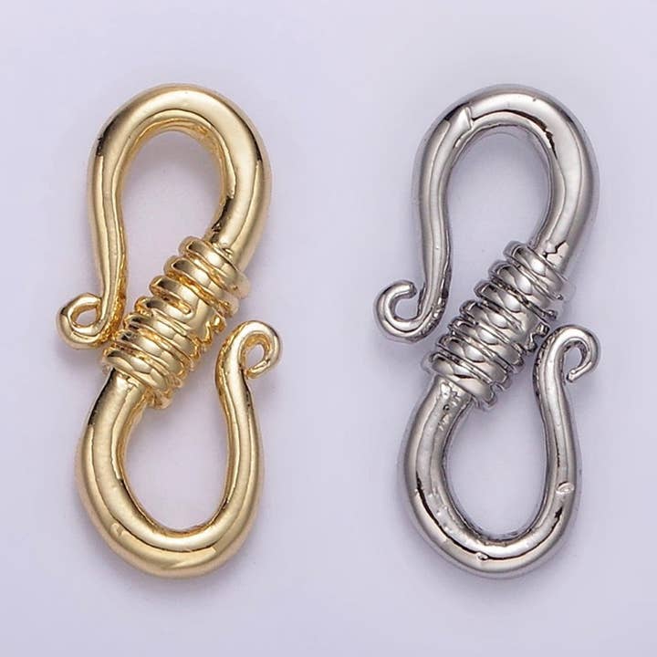 14K Gold Filled 15mm Curved Tied S-Hook Clasps Closure Jewelry Supply Findings | Z654 for wholesale by Aim Eternal