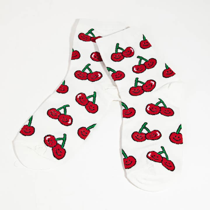 Smiley Face Cherry Socks for wholesale by Collections by Fame Accessories