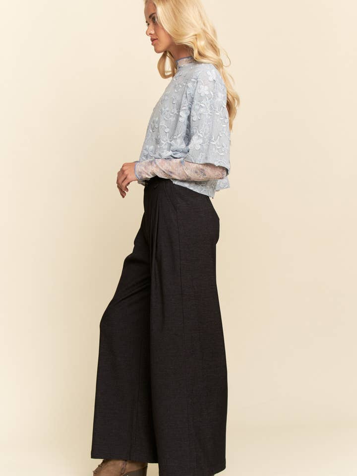 Blue FLORAL RUFFLE SHORT SLEEVE BABYDOLL MESH TOP for wholesale on Faire5