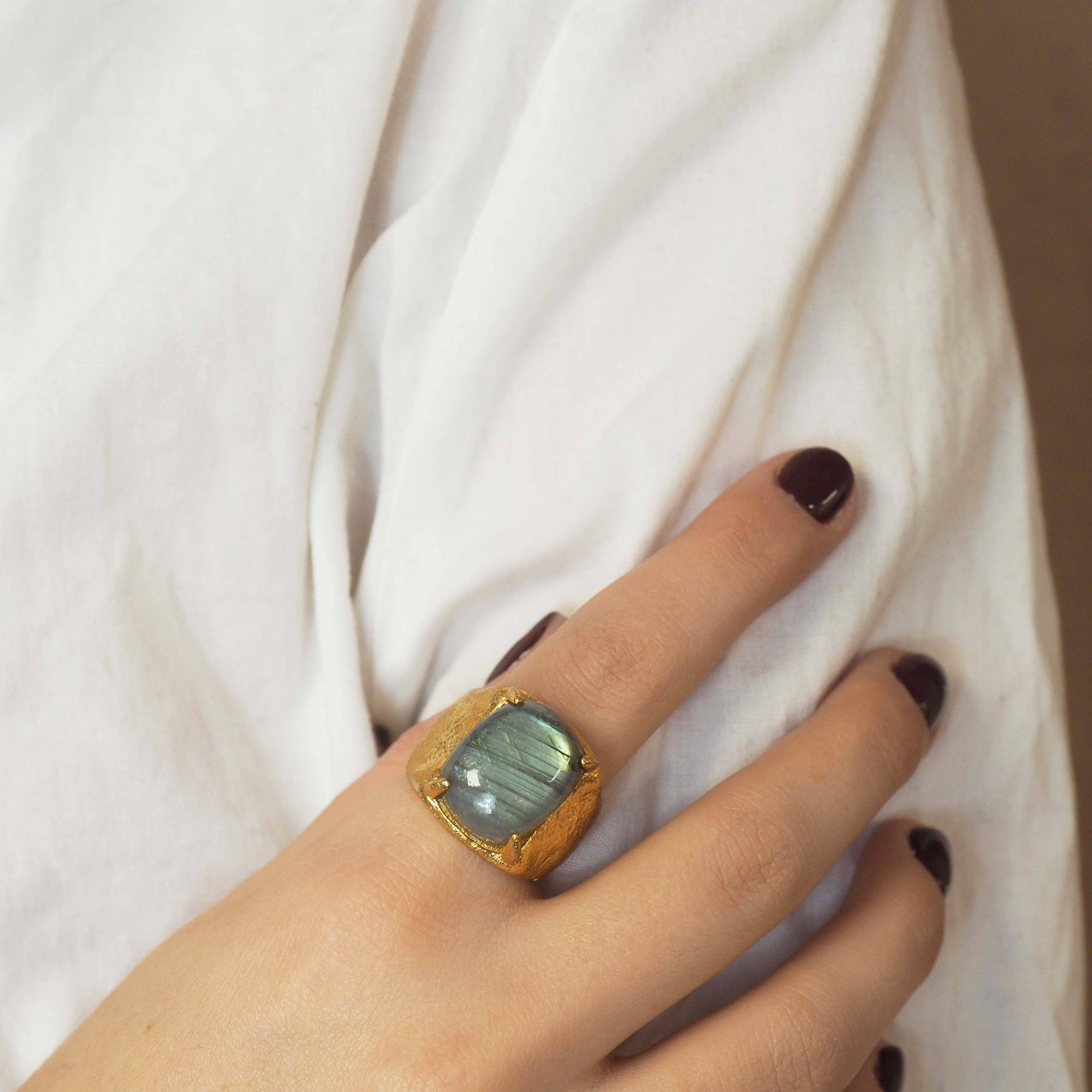 NIIKI PARIS - Vente Bague de cocktail/de cérémonie - Bonnie Labradorite - Boucle ajustable NCR1213LD1