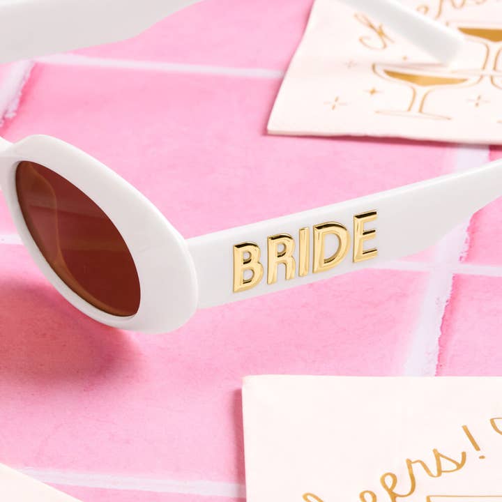 xo, Fetti - Wholesale Sunglasses - Women's - White Bride Sunnies - bride embossed sunglasses, bachelorette accessory