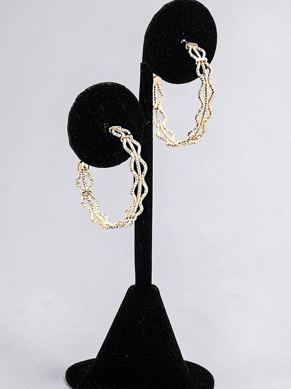 WAVY CUT OUT C HOOP EARRING for wholesale by LA Bijoux