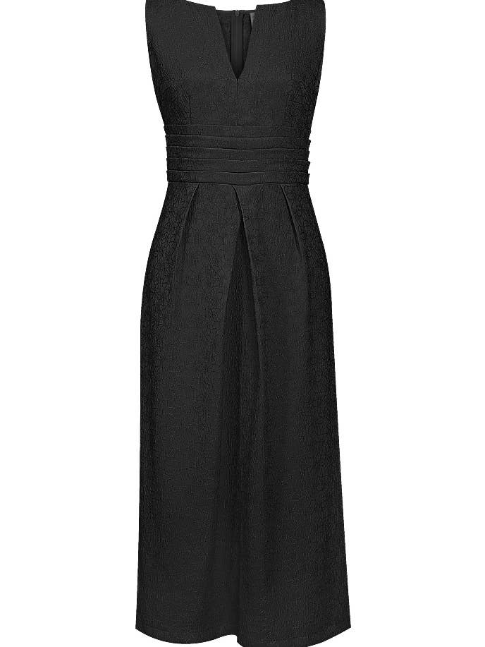 Chic Star Jacquard Pleated Column Dress In Apricot 030824 for wholesale by CHIC STAR