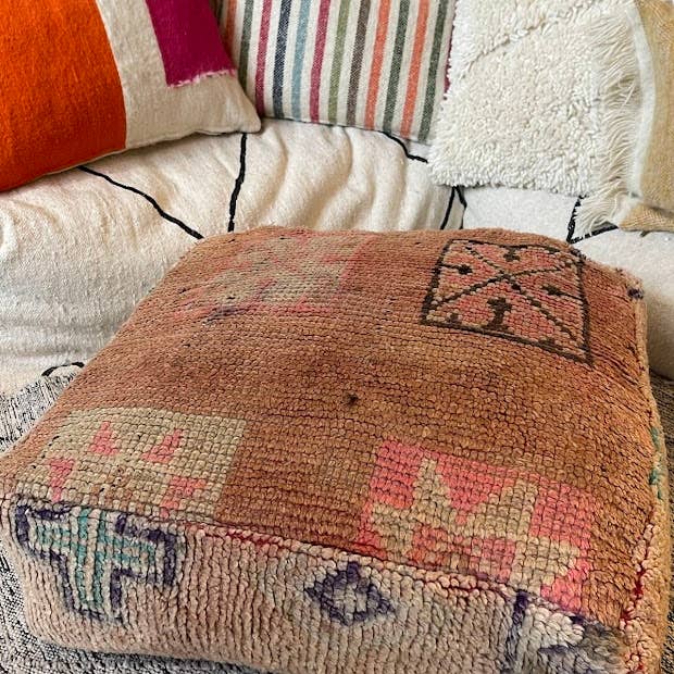 NOMAD BY LIV - Wholesale Pouf - Handmade Vintage Beni Ourain Pouf, colorful