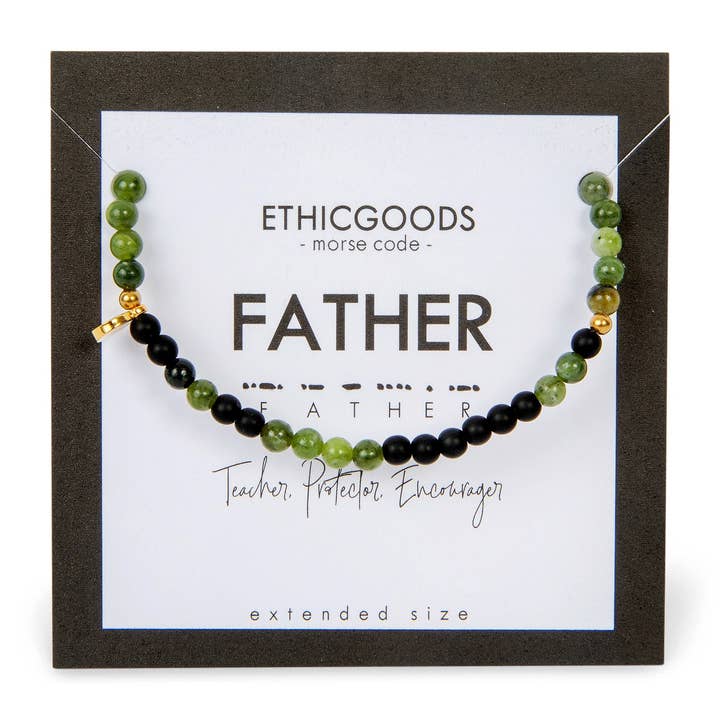 Green Serpentine Matte Onyx Morse Code Bracelet Men's Extended Size | FATHER for wholesale on Faire1