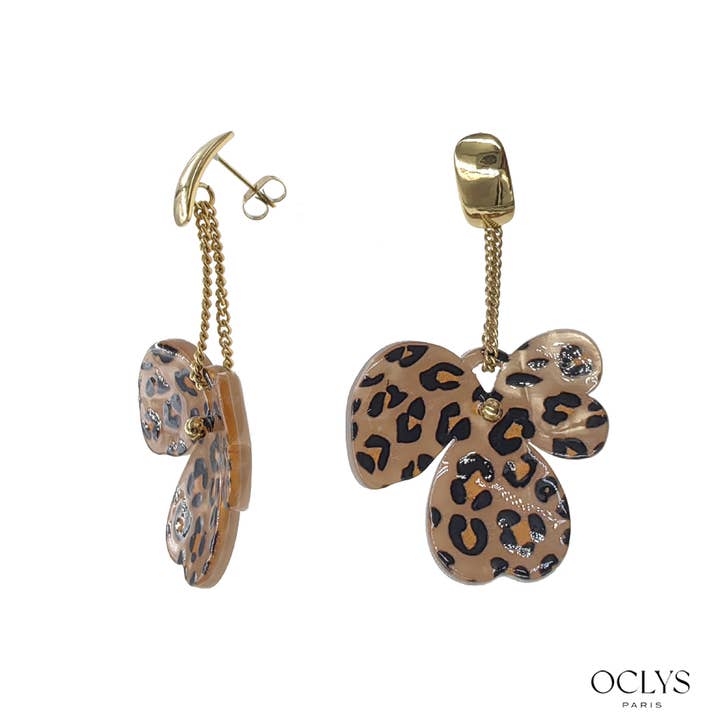 Oclys - Wholesale Dangle Earrings - Vivi gold stainless steel resin flower earrings2