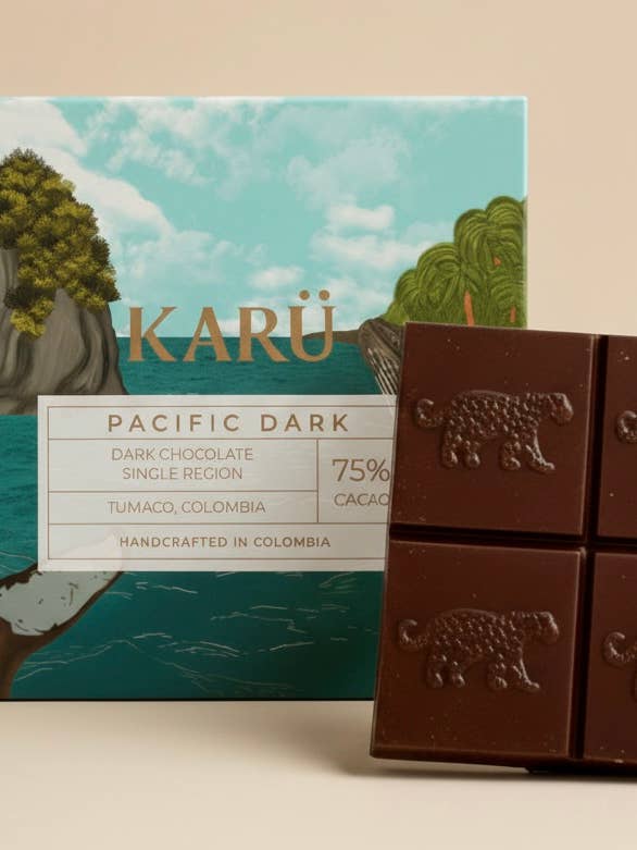 PACIFIC DARK
• 75% dark chocolate • Tumaco • for wholesale by Karü Chocolates