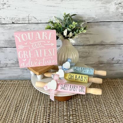 AH Designs 15 - Wholesale Decorative Tabletop Object - 7'' Baby tiered tray decor, mini rolling pin for tiered tray7