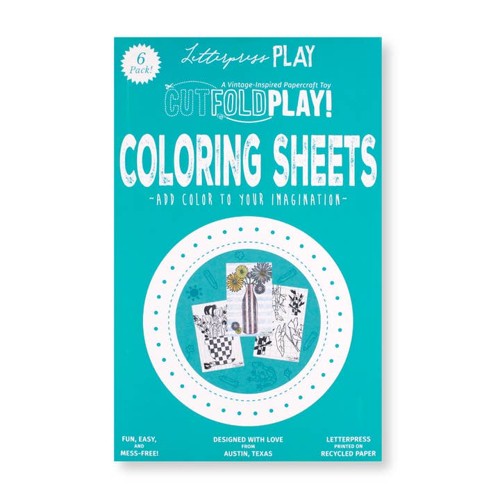 Scatola di Giocattoli di Carta da Colorare (Confezione da 6) per la vendita all'ingrosso da parte di Letterpress PLAY