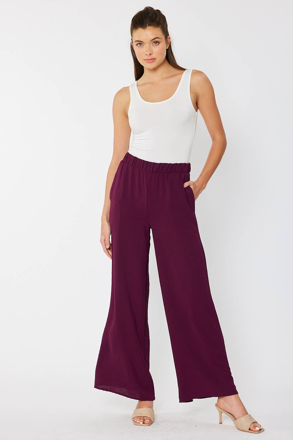 FSL Apparel - Vente Pantalon – femme - SP7036 - PANTALON À ENFILER UNI FLUIDE À JAMBE LARGE4