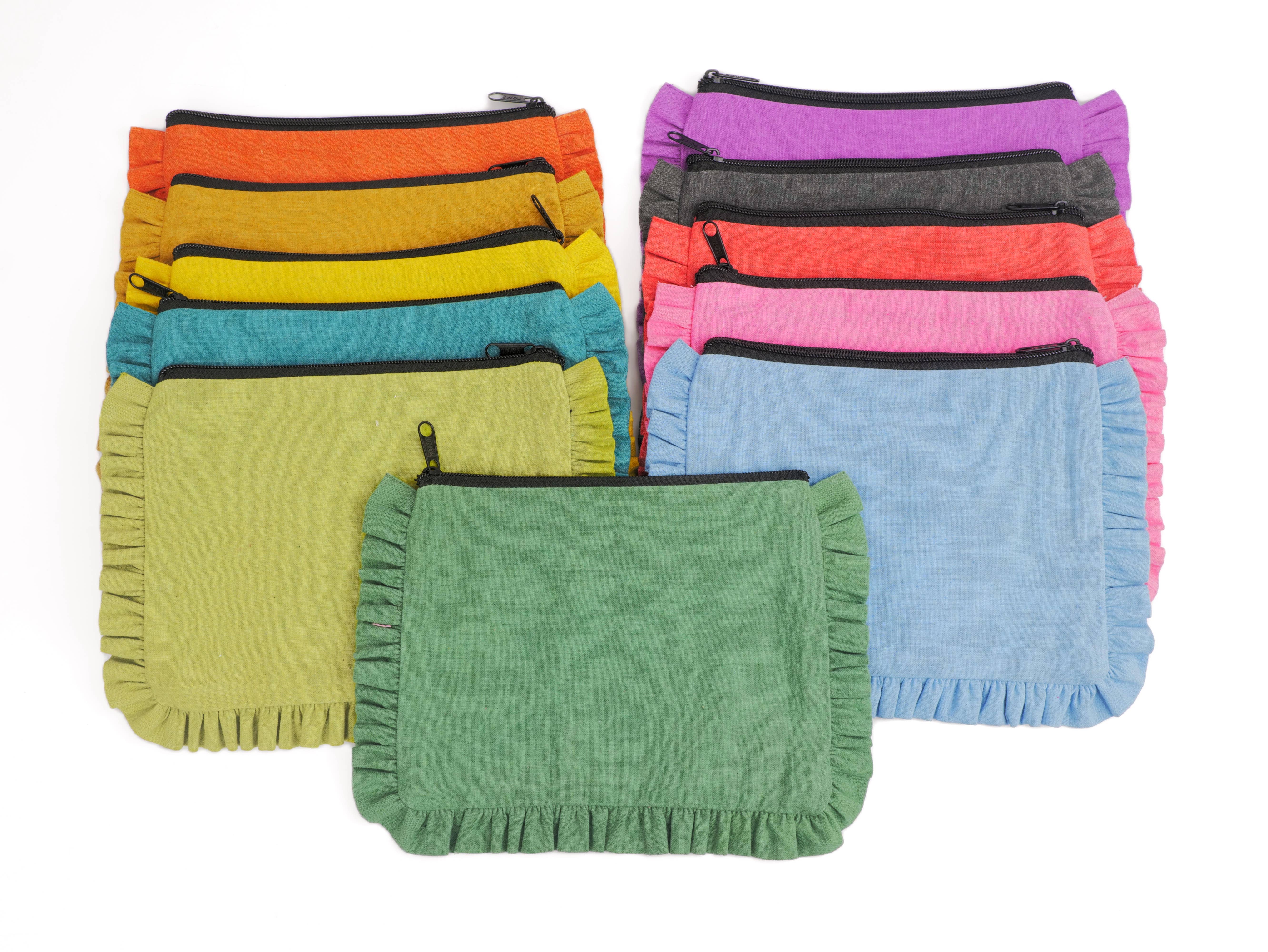 House of Kraft - Wholesale Pouch - Women's - Canvas Ruffle Pouches | Canvas Travel Pouches | Zipper Pouch25