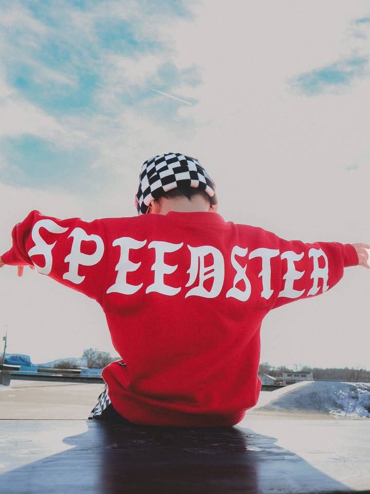 Speedster Crewneck Red for wholesale by Little Trouble