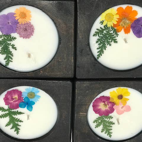 Plaid Rooster Co - Wholesale Jar/Filled Candle - FLOWER Cheese Mold Soy Candle