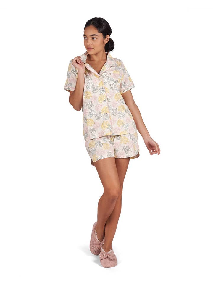 Pink Coral Reef Notch Collar Short PJ Set for wholesale on Faire