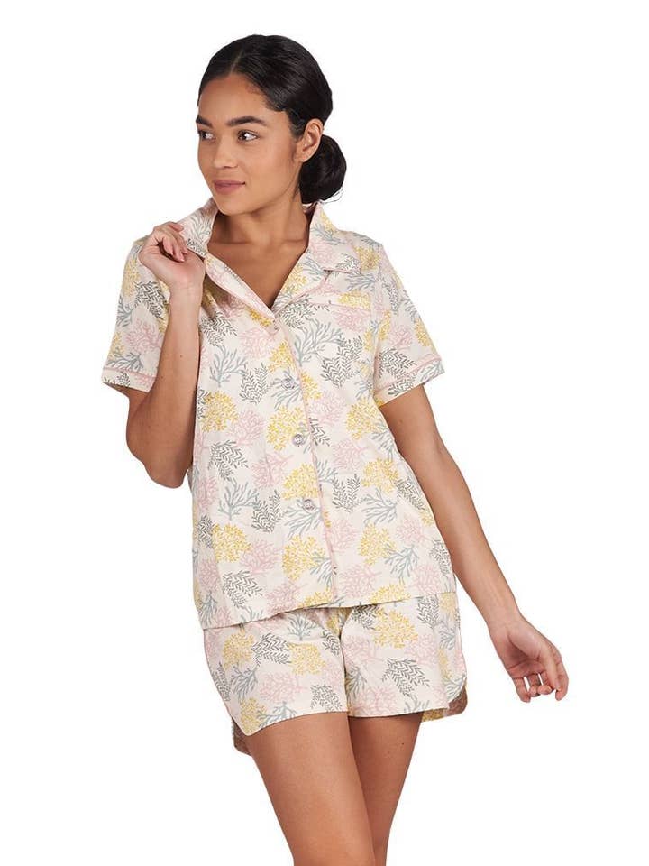 Lyserød Koralrev hak krave kort PJ sæt for engroshandel på Faire6