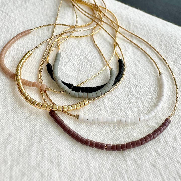 Ocean Breakup - Wholesale Beaded/Pearl Necklace - Thin Minimalist Necklace - "Original Neutrals" 7