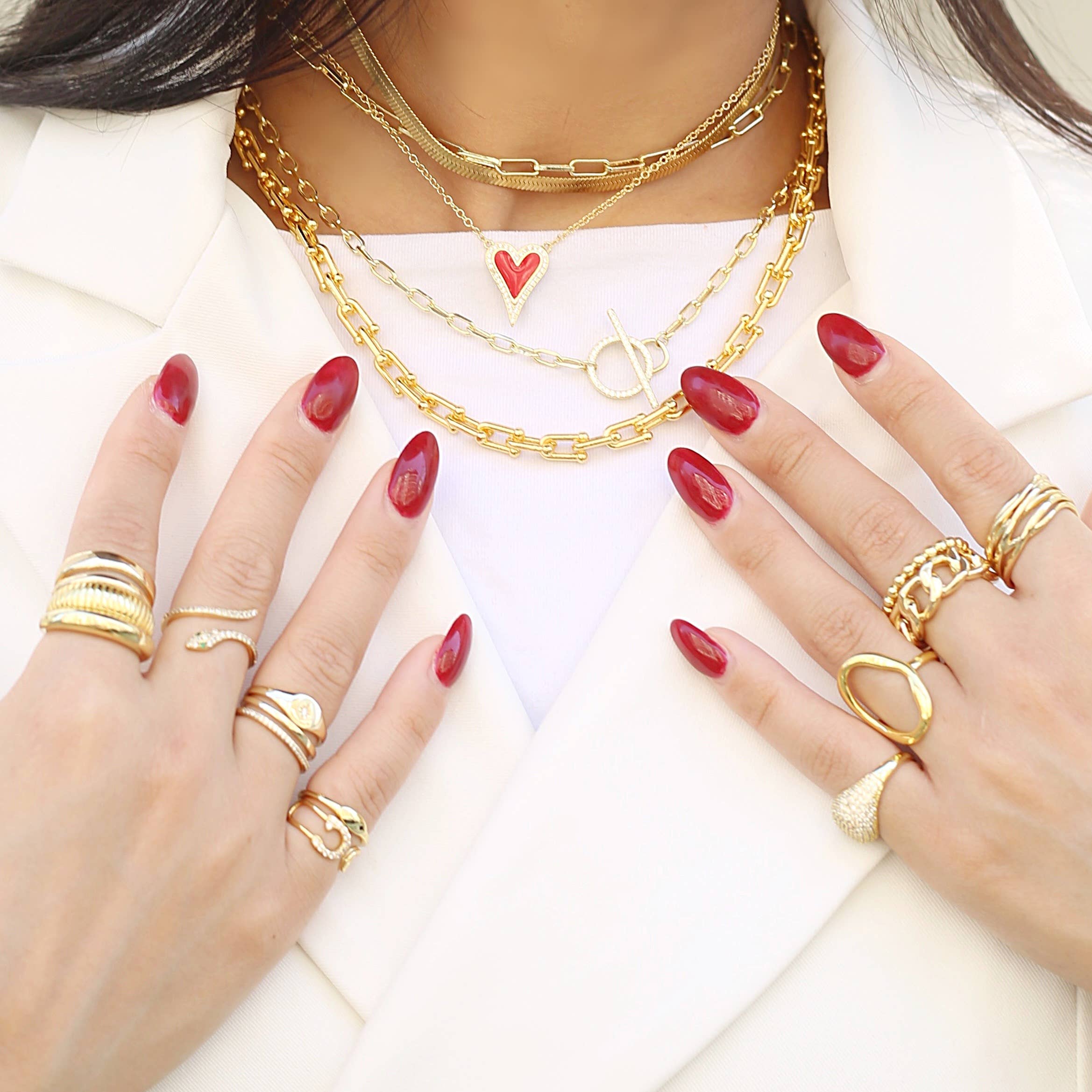 Prata Colar robusto de corrente de ligação em U para venda a revendedores na Faire4