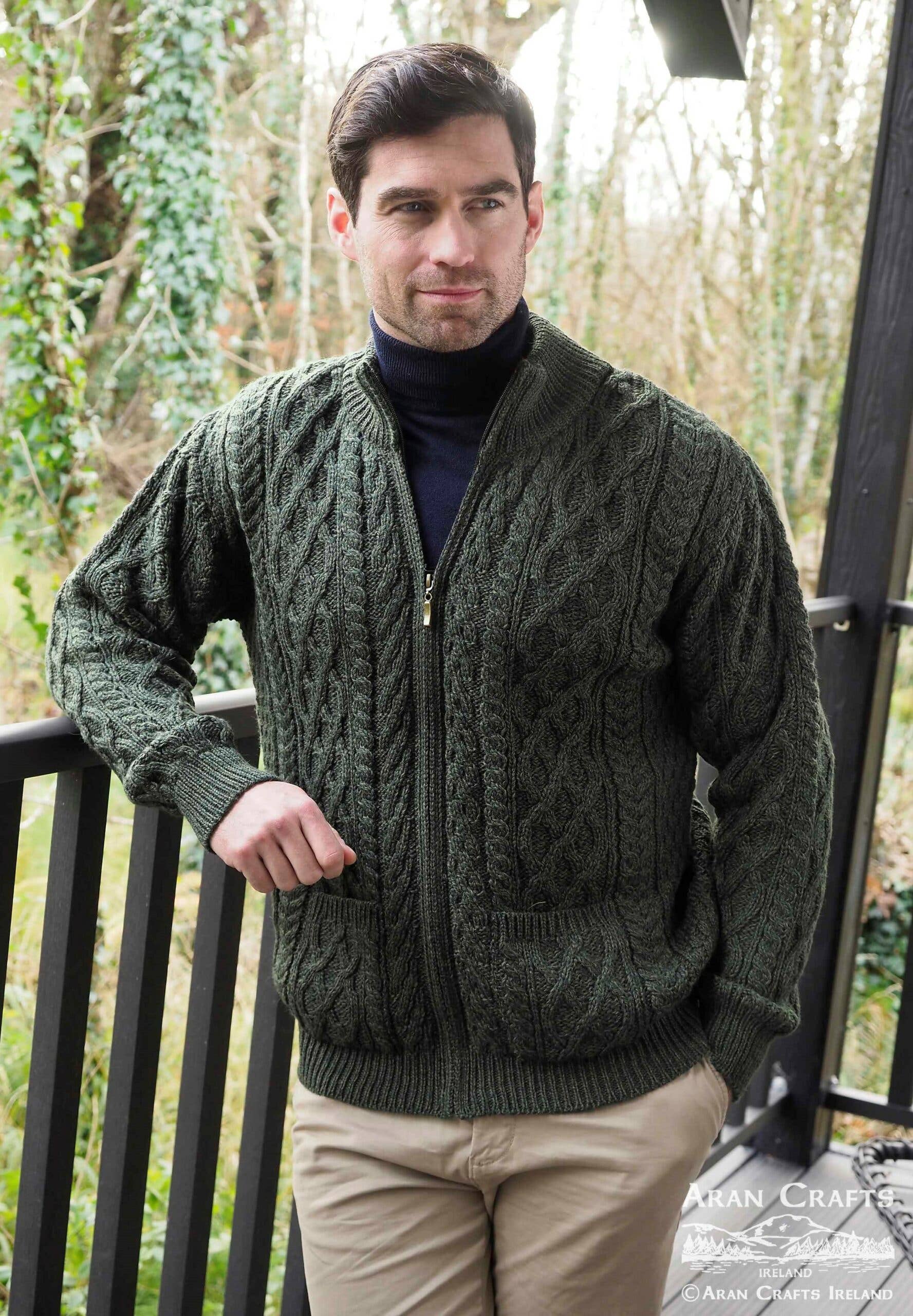 Aran Crafts – Engroshandel Cardigan - Herre – Herrecardigan med lynlås og lommer XP30163