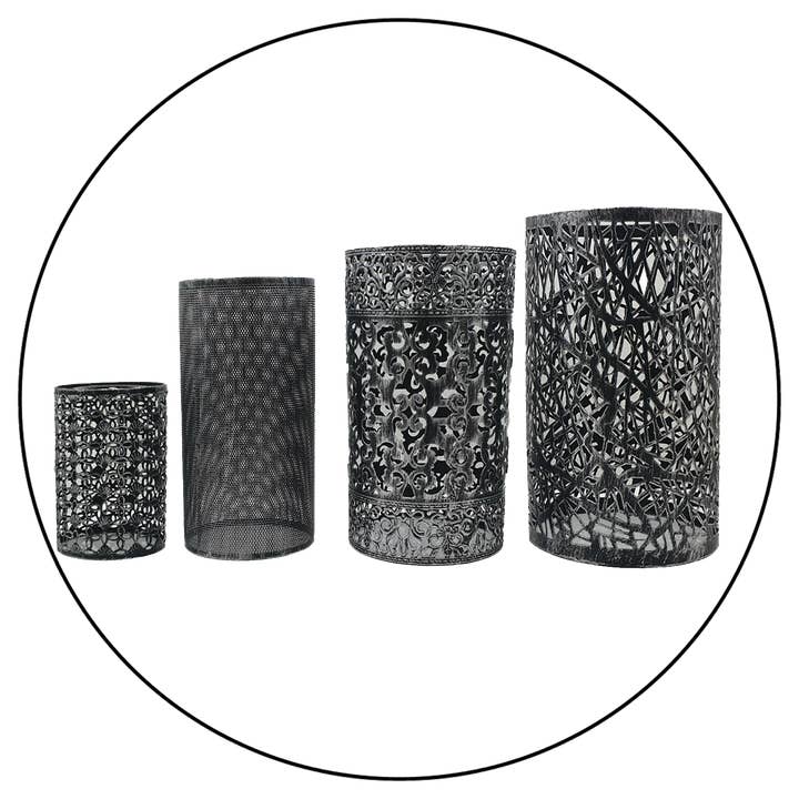 Lampenschirm-Set mit 4 verschiedenen Lampenschirmen aus gebürstetem Silber, einfache, moderne Passform für den Großhandel von Ledsone