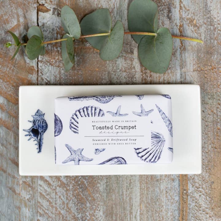 Toasted Crumpet – wholesale Bath soap dish – Conch Shell Rectangular Fine Bone China Soap Dish