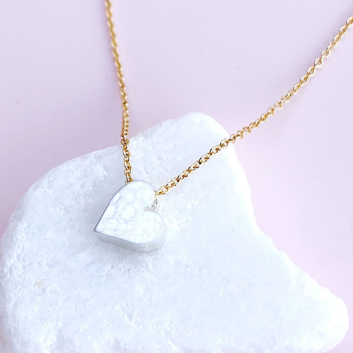 Freshie & Zero - Wholesale Pendant/Charm Necklace - Tiny Mighty Silver Heart Necklace - gold fill chain1