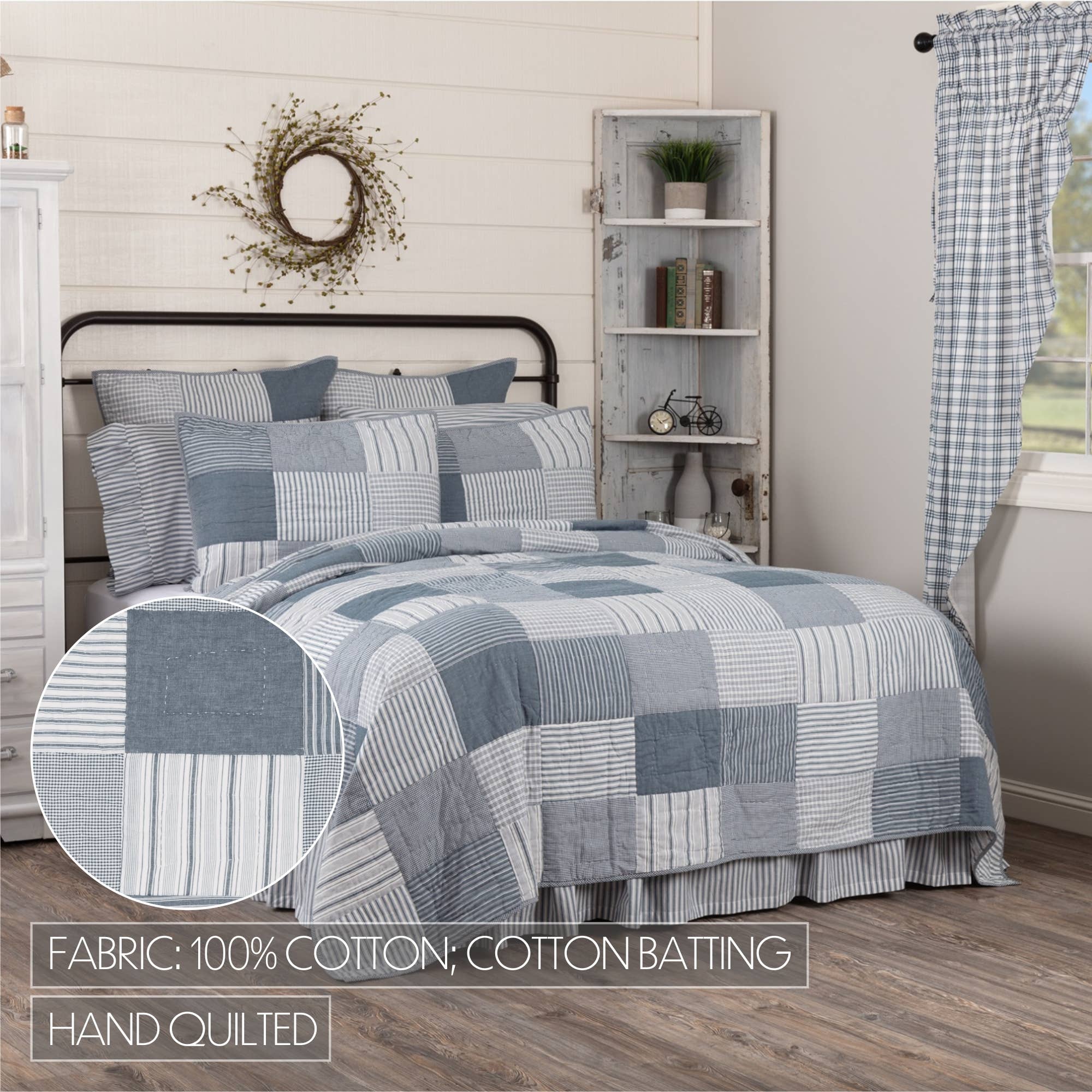 VHC Brands - Vente Courtepointe - Sawyer Mill Couette Queen Bleu 90 x 90 L4