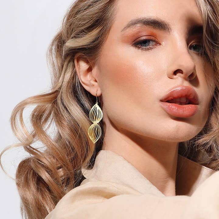 RAS - Wholesale Dangle Earrings - Life Gold Plated Long Earring2