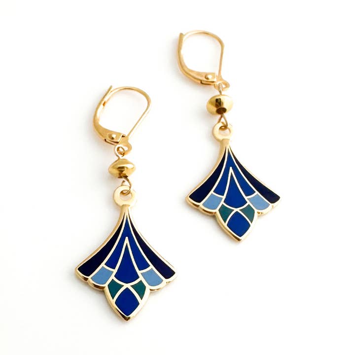 Art Deco II Blue Earrings for wholesale by Kinzoku