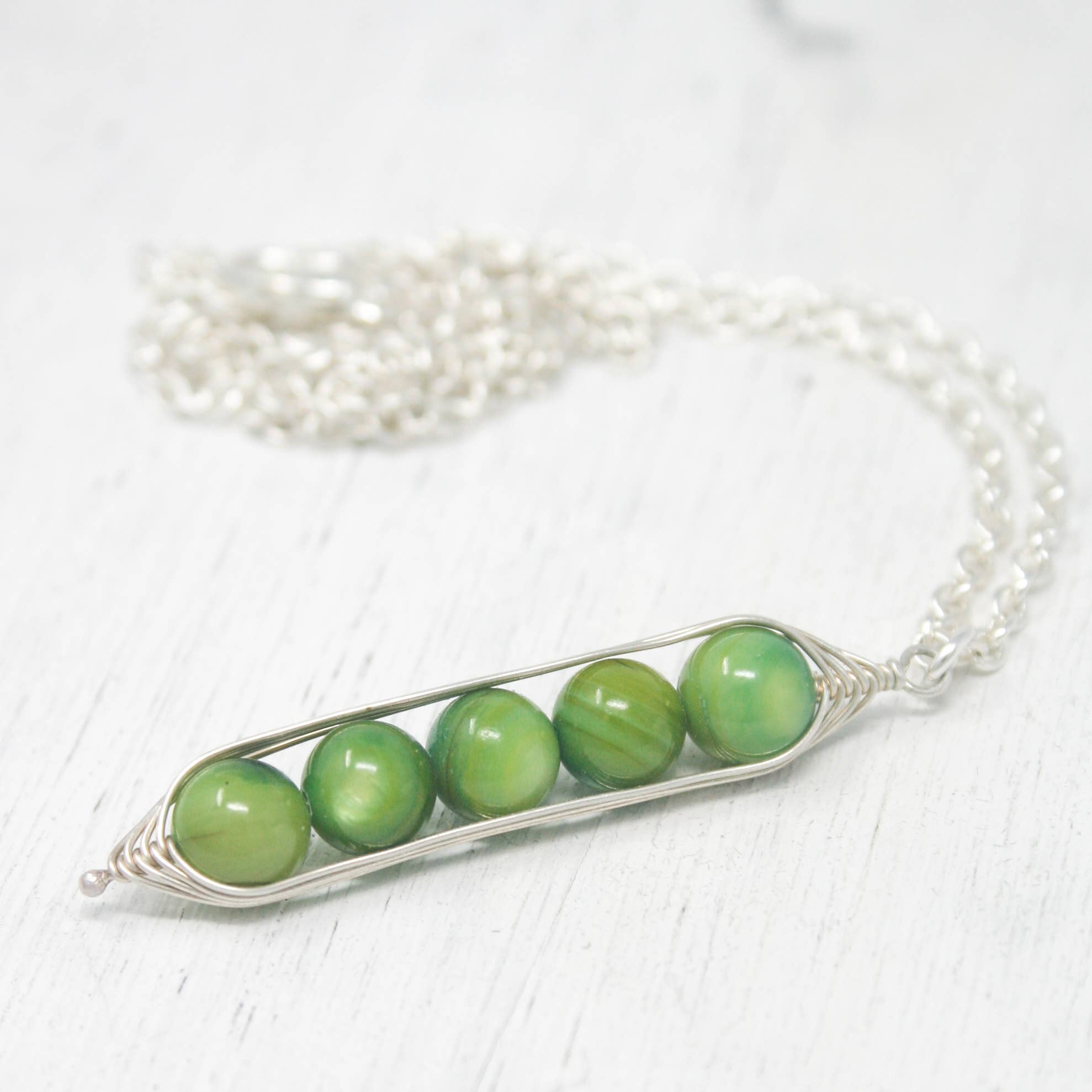 Rising Jewelry – Engroshandel Halskæde med vedhæng – Ærtebælg-halskæde, Grøn, boutique smykker til kvinder3