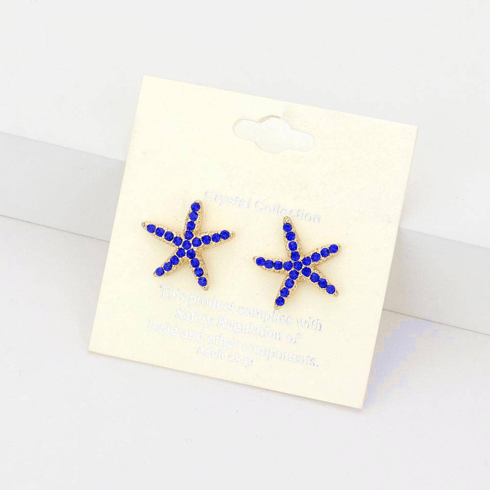 Sensibling Corp. - Wholesale Stud/Post Earrings - Crystal Starfish Stud Earrings
11