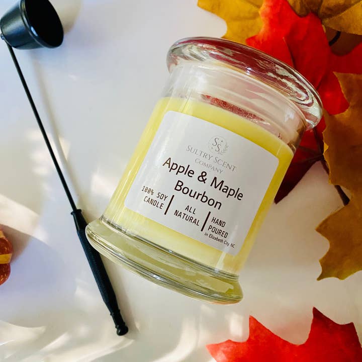 Apple & Maple Bourbon Soy Wax Candle for wholesale by Sultry Scent Company