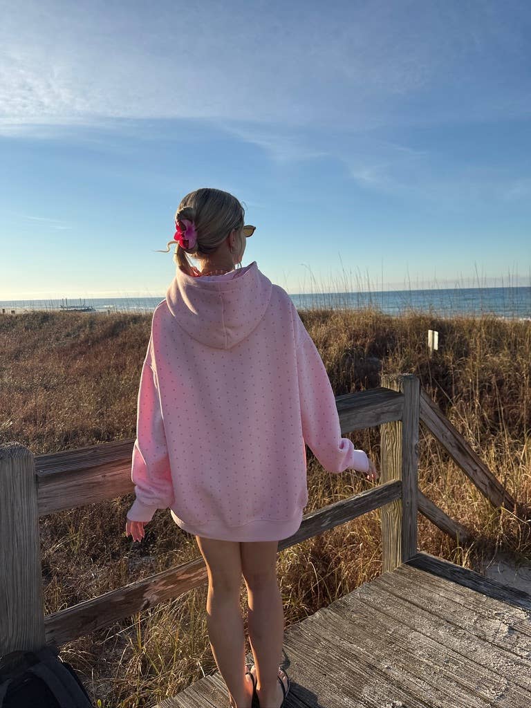 Sunkissed Coconut - Wholesale Hoodie - Women's - Light Pink Polka Dot Hoodie 100% Cotton8