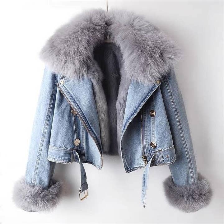 Productseeker - Wholesale Denim Jacket - Women's - JK1022Y Women's Detachable Faux Fur Lining Denim Jacket