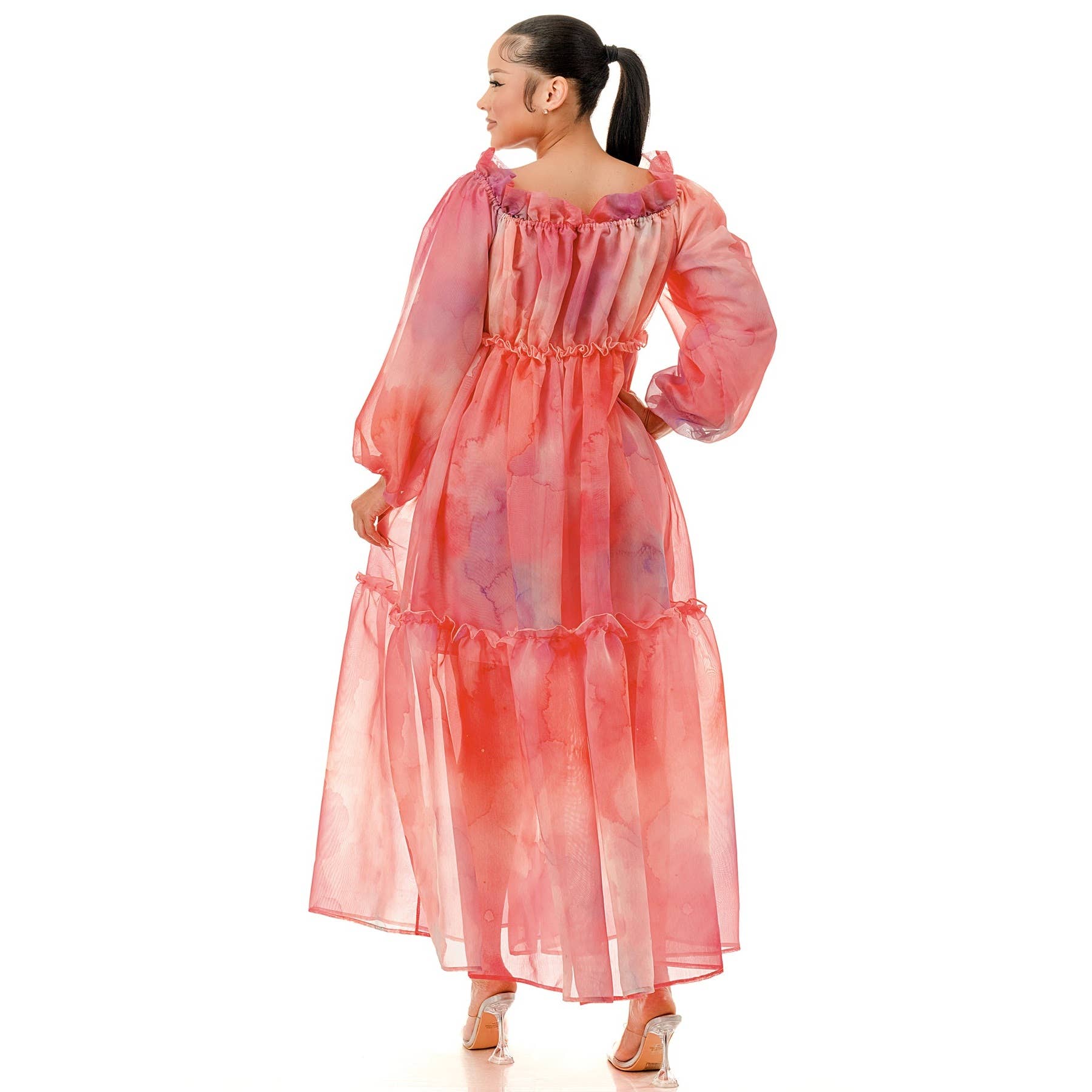 omgstyles - Wholesale Dress - Women's - Plus Off Shoulder Balloon Long Sleeve Maxi Dress4