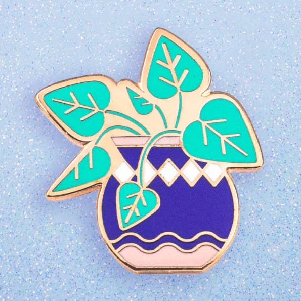 Pothos Plant Enamel Pin for wholesale by Floating Forest Studio