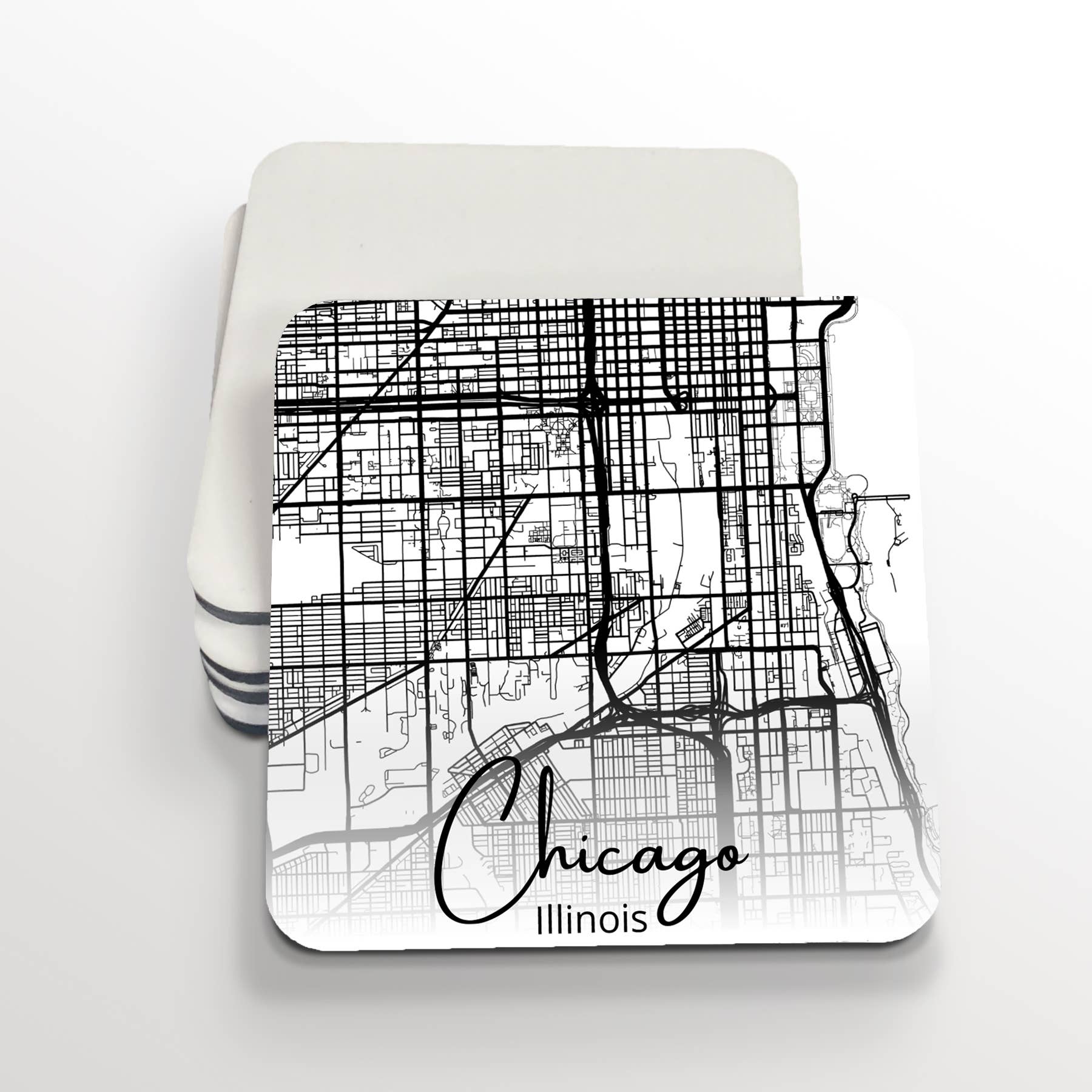 9th Letter Press – Base de copos por atacado – Montanha-russa personalizada do mapa da rua da cidade