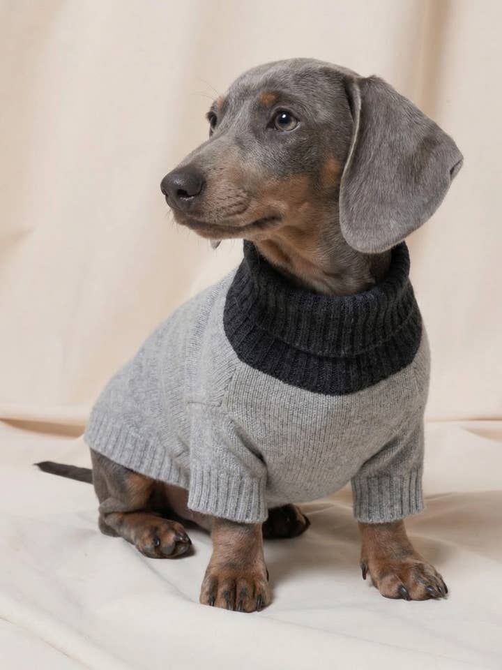 JERSETER DE CACHEMIRA PARA PERRO BLOQUE DE COLOR GRIS para venta al por mayor de bobbin & tricot