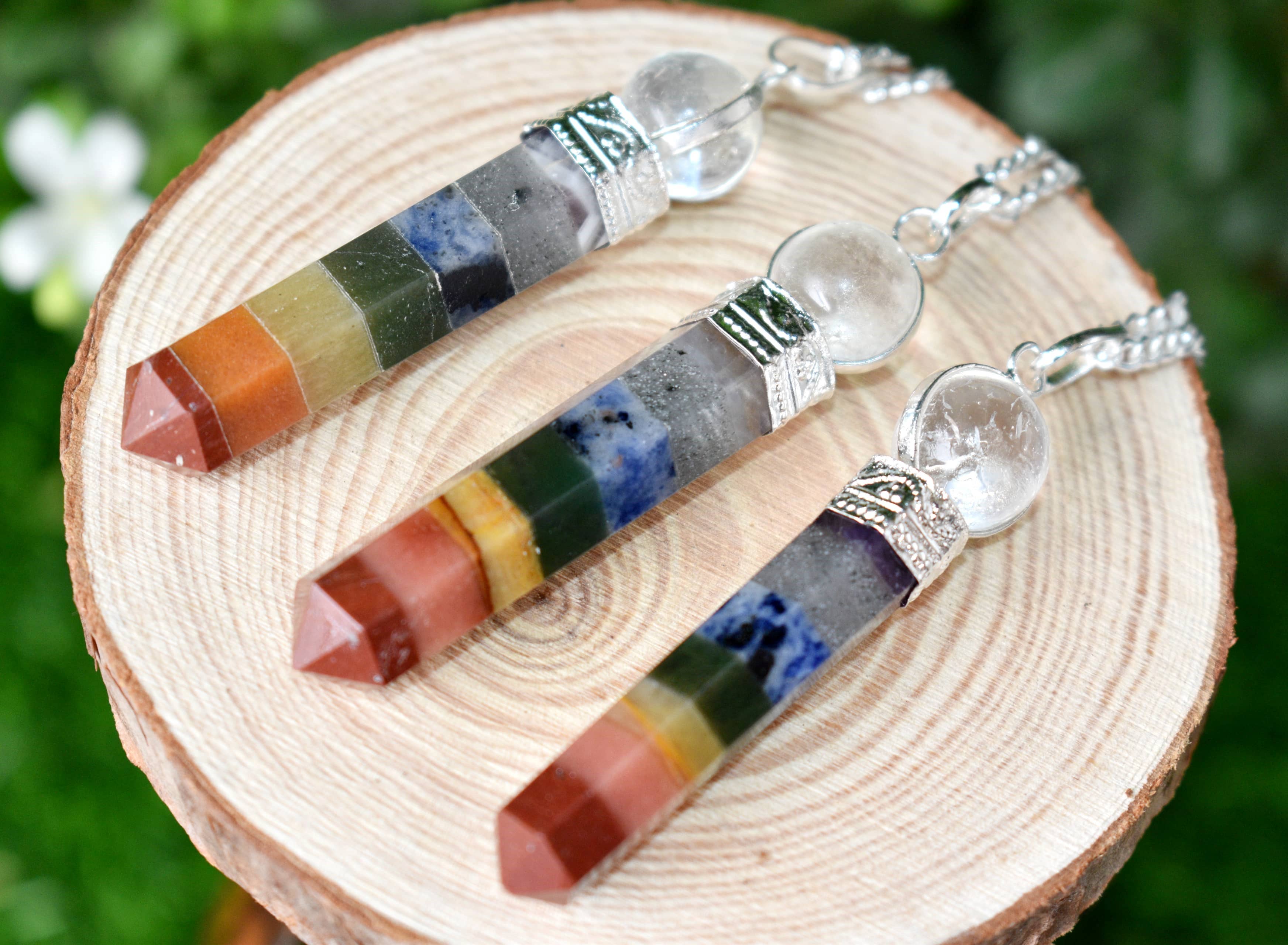 Soothing Crystals – Material de meditação por atacado – Pêndulo Seven Chakra Cristal colado com bola de quartzo4